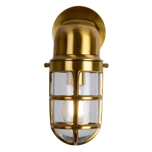 Настенный светильник Dudley 11892/01/02 Lucide уличный IP44 латунь матовый золото 1 лампа, плафон прозрачный в стиле современный винтаж E27 фото 3